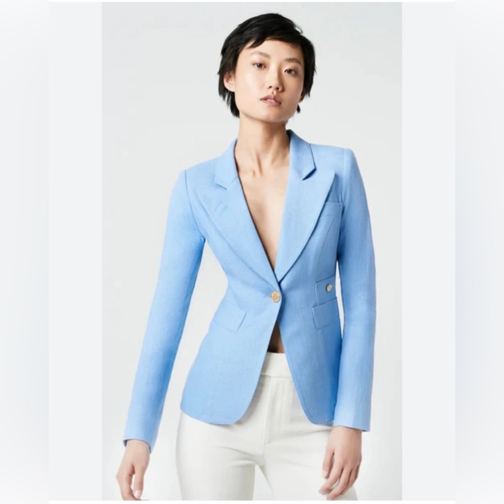 Smythe Linen Blazer Quiet Luxury Blue Linen Blazer